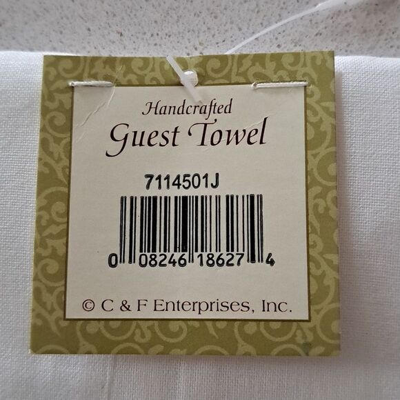 Guest Towel White Linen Embroidered Letter “T” in Cream Guest Bath Towel Cotton - Picture 6 of 6